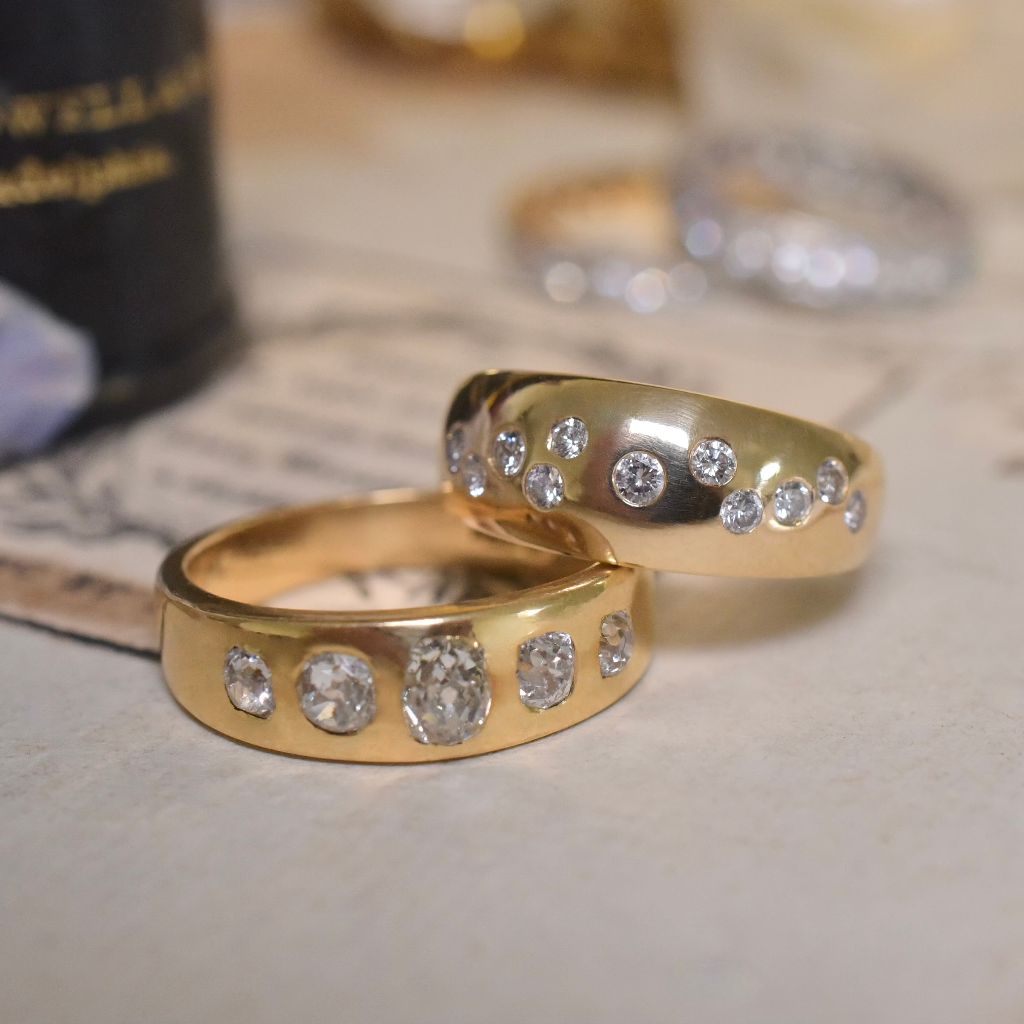 Contemporary 18ct Yellow Gold And Diamond Domed Ring