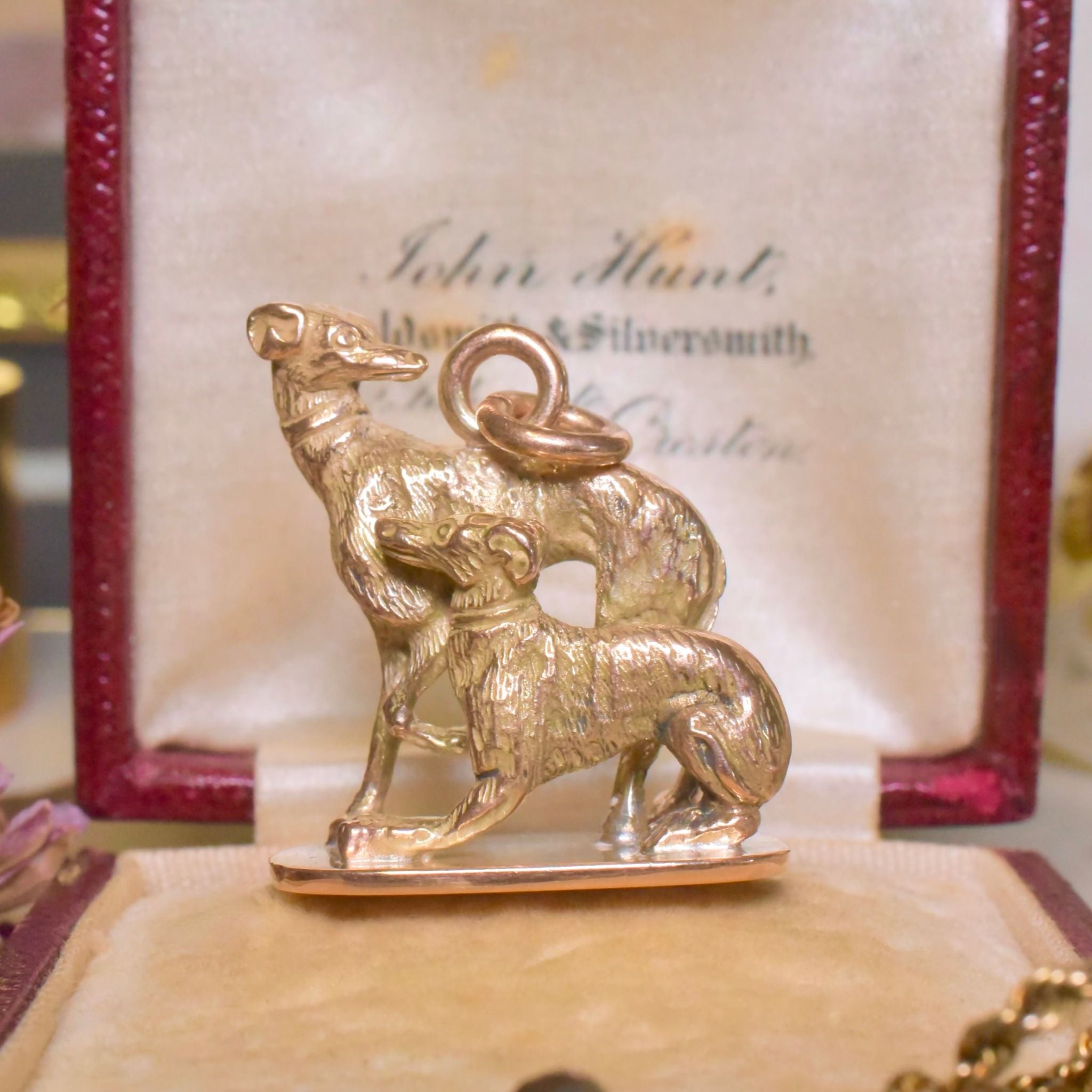 Outstanding 9ct Rose Gold ‘Whippet’ / Italian Greyhound Figural Pendant Fob