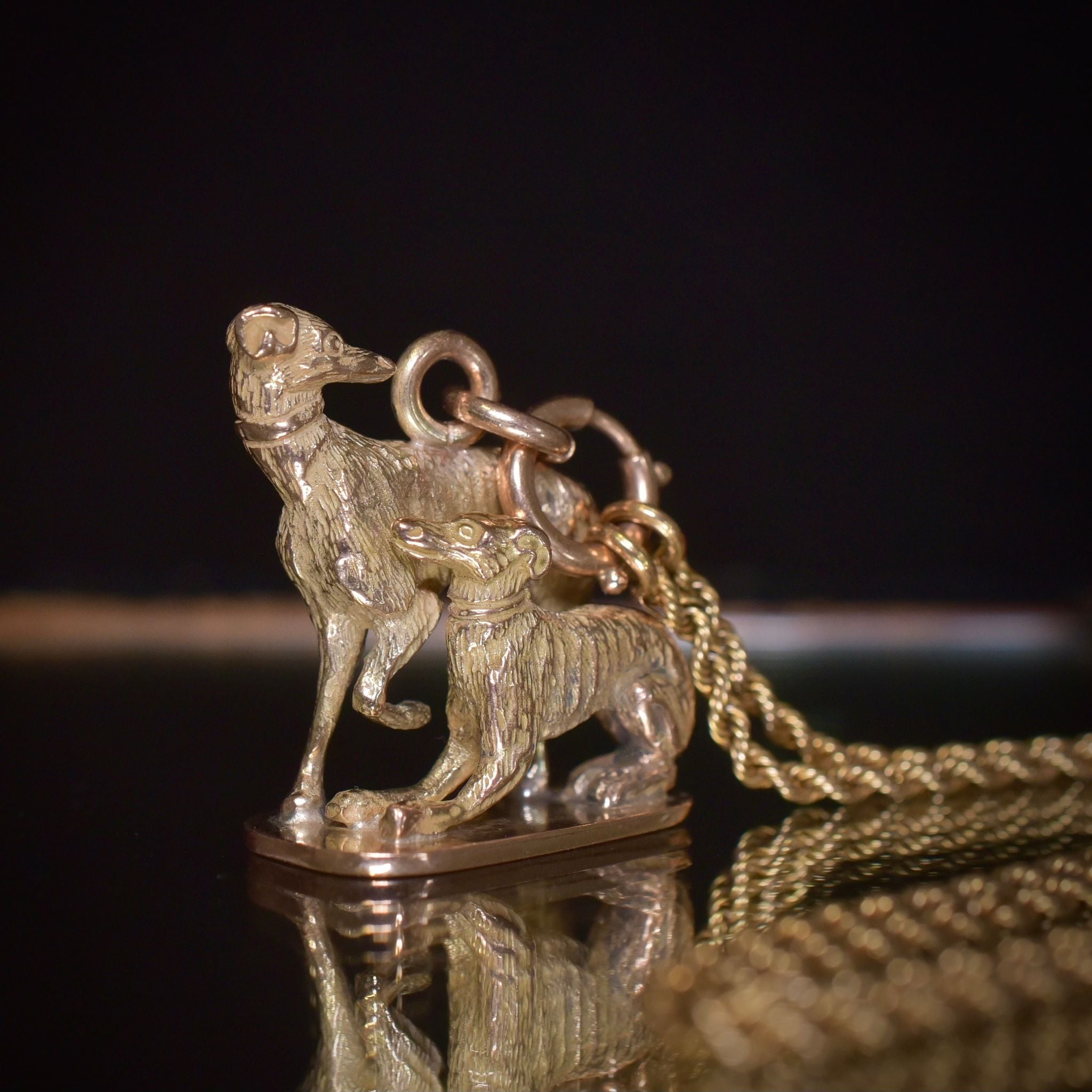 Outstanding 9ct Rose Gold ‘Whippet’ / Italian Greyhound Figural Pendant Fob