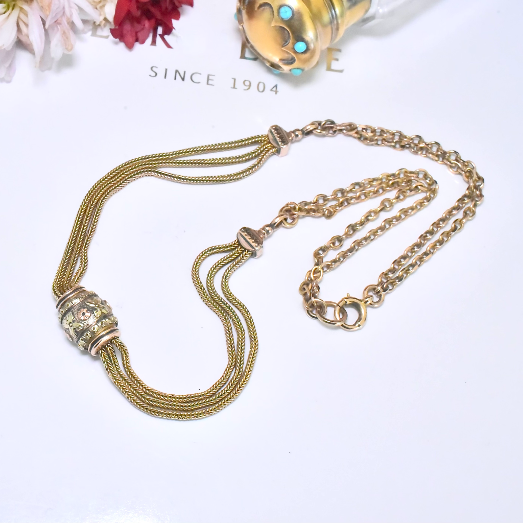 Antique Victorian 9ct Gold Albertina Necklace Circa 1890