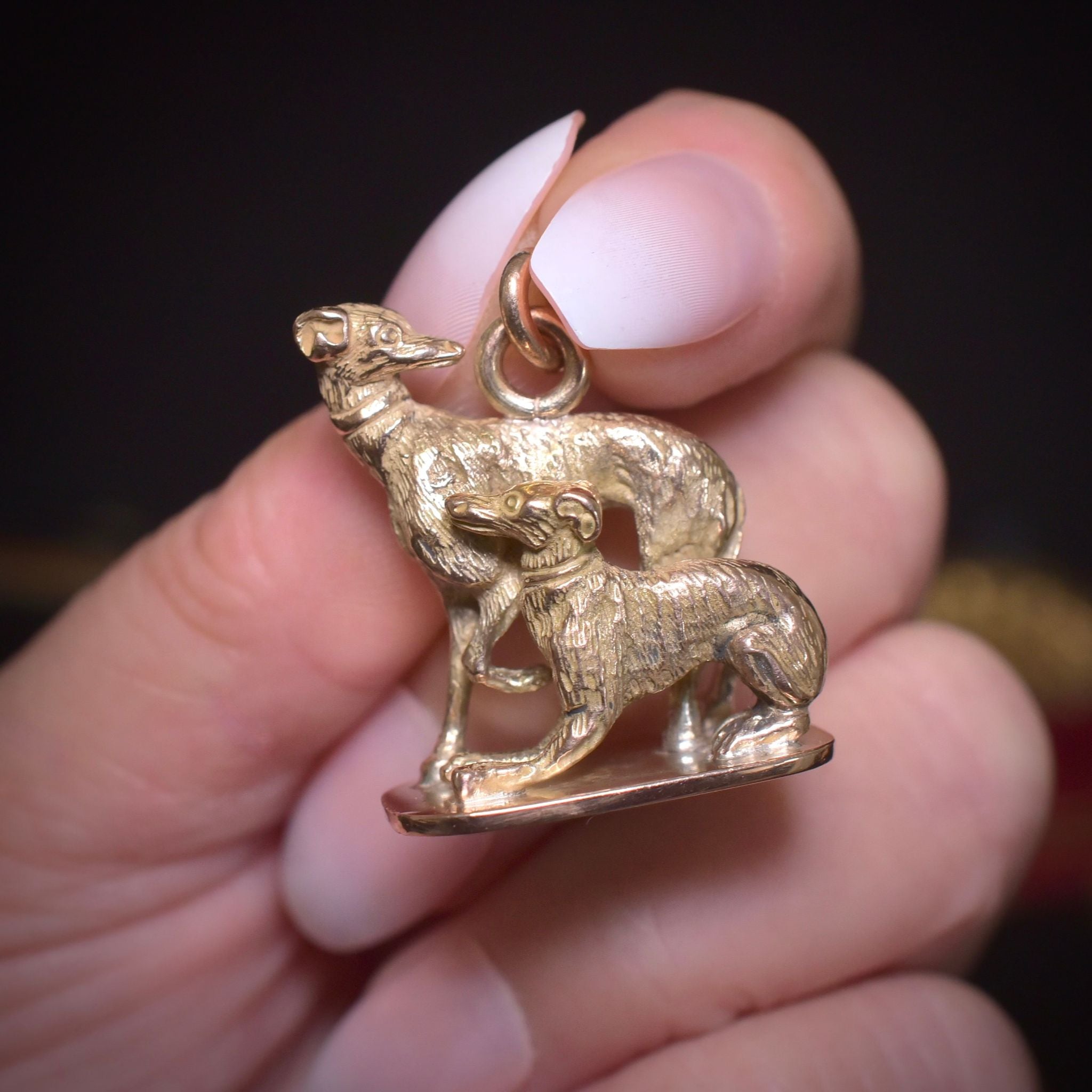 Outstanding 9ct Rose Gold ‘Whippet’ / Italian Greyhound Figural Pendant Fob