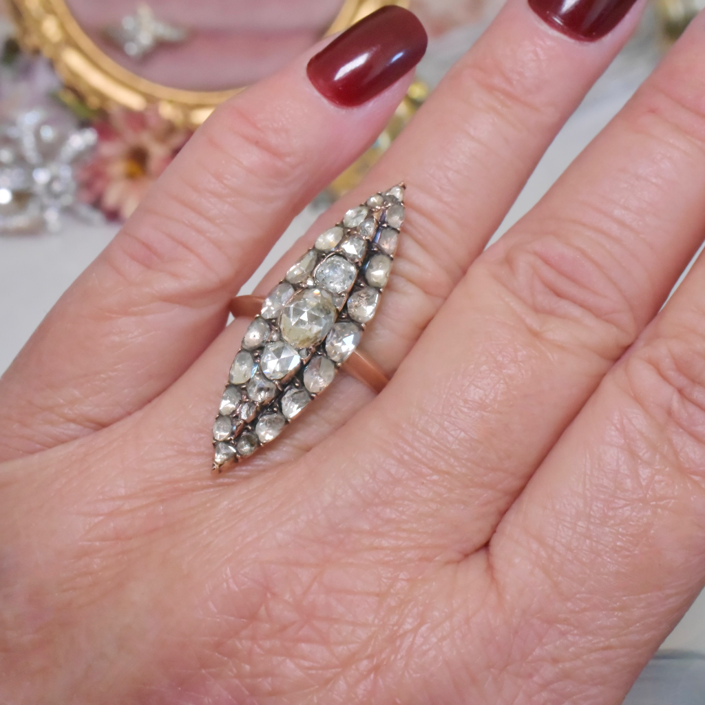 Antique Victorian 9ct Rose Gold Rose-Cut Diamond Ring Circa 1890-1900