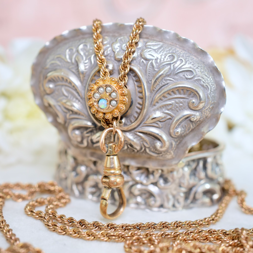 Antique Edwardian Rose ** Gold Filled** Opal Slide Chain