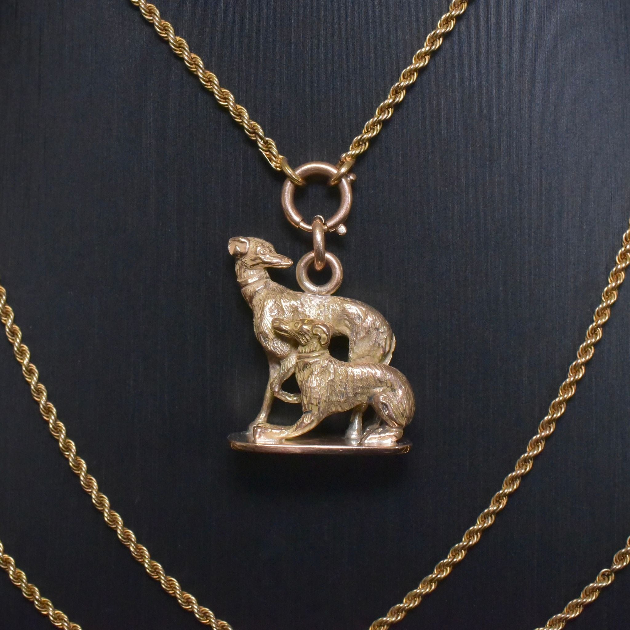 Outstanding 9ct Rose Gold ‘Whippet’ / Italian Greyhound Figural Pendant Fob