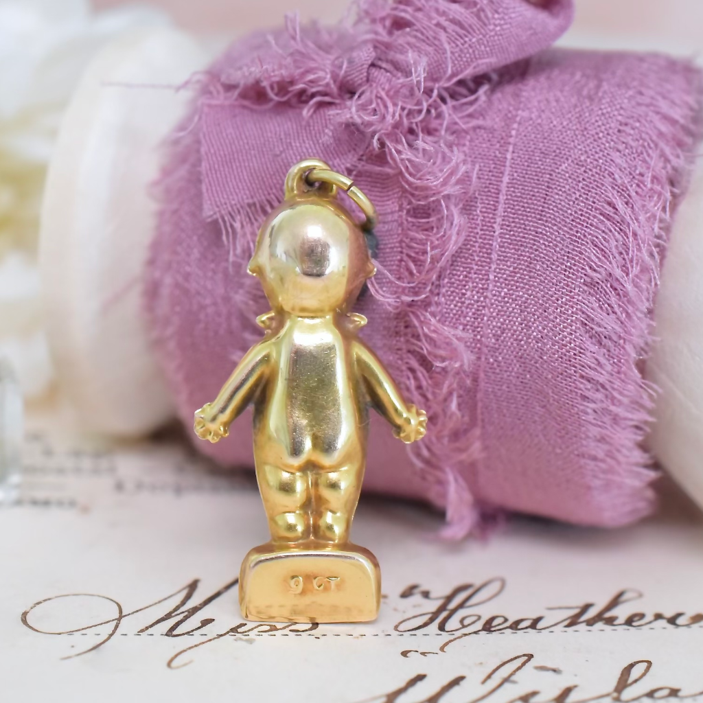 Antique Australian Edwardian 9ct Rose Gold 'Kewpie' Charm Pendant Circa 1910