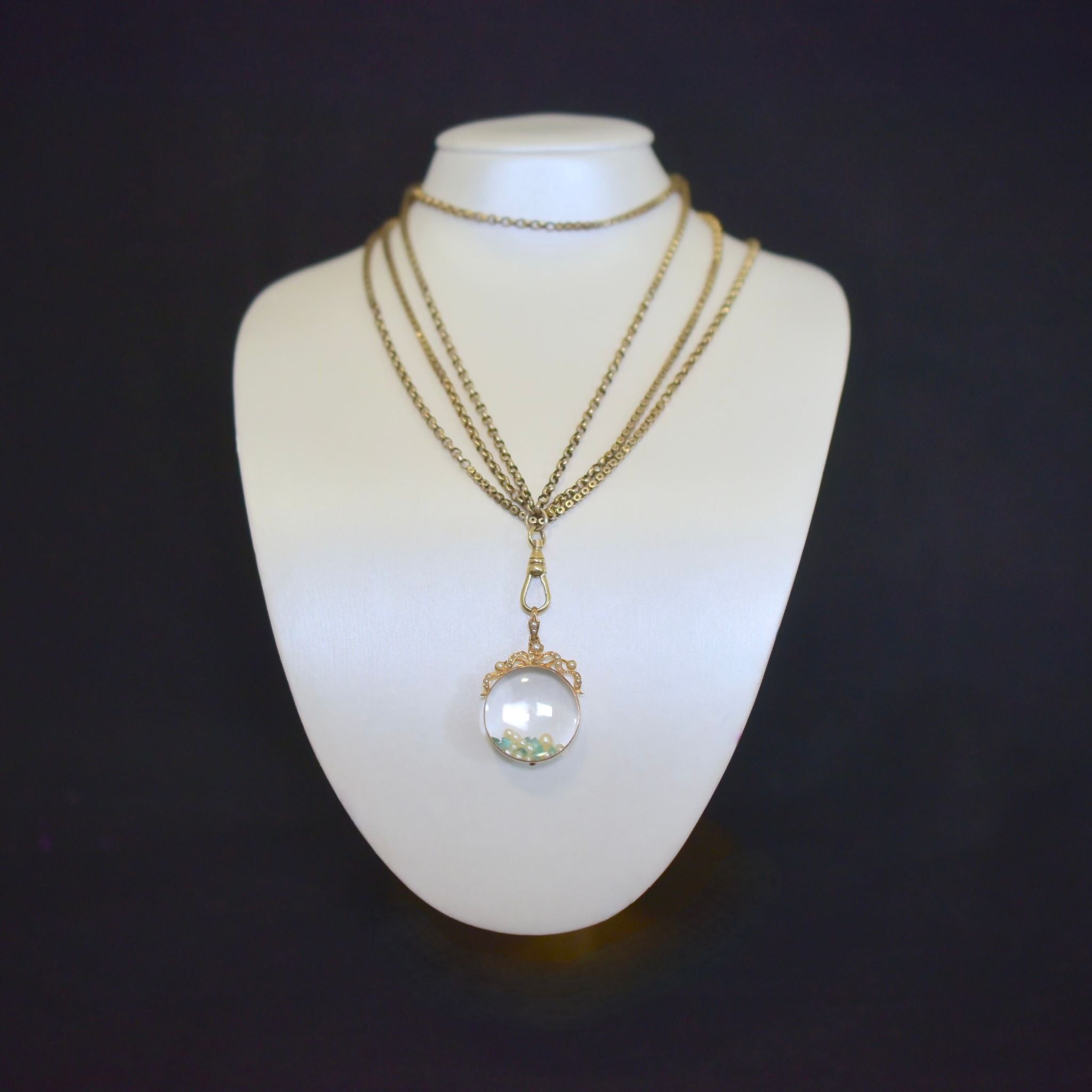 Antique 15ct Yellow Gold Seed Half Pearl Opening Double Sided Locket c1910