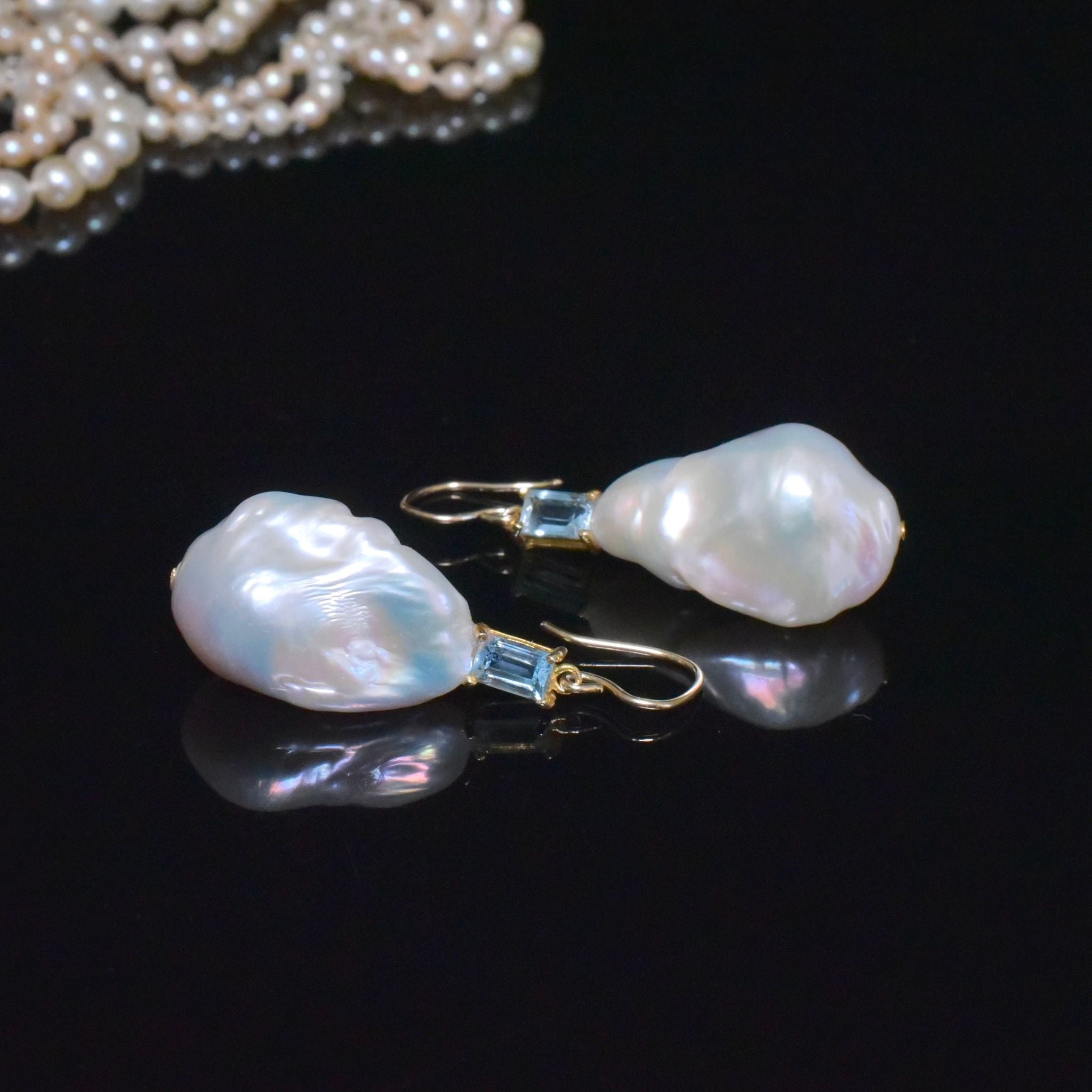 Contemporary 9ct (And Gold Plated) Topaz And Keshi Pearl Earrings