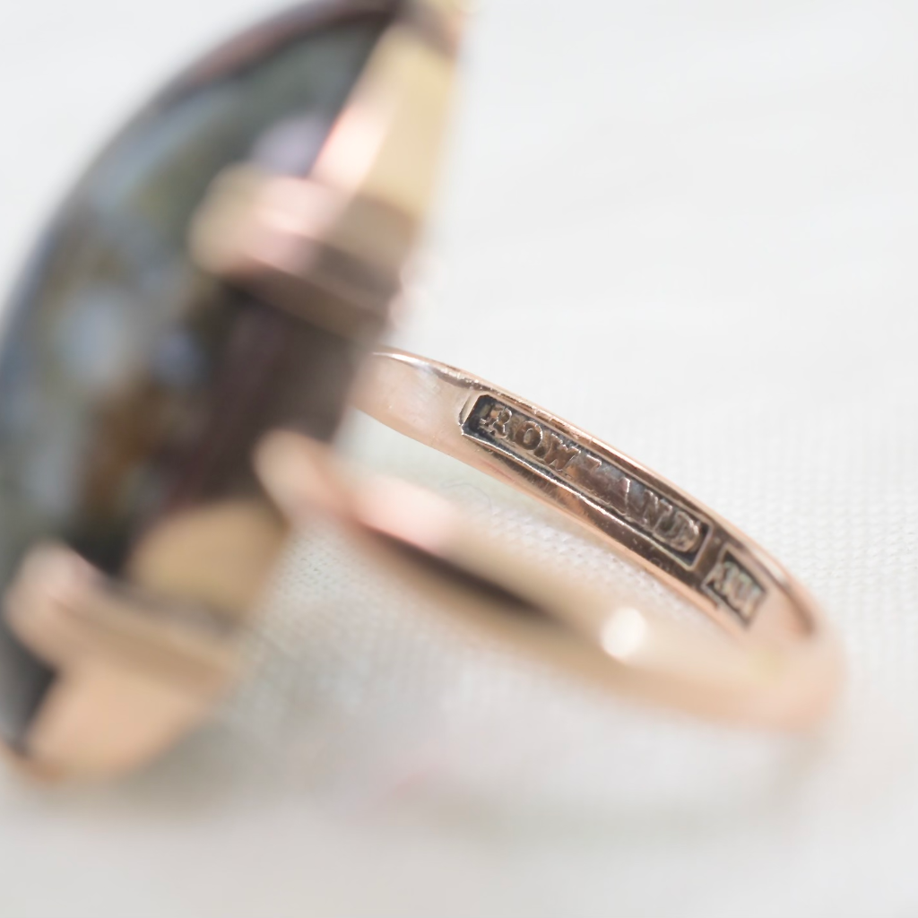 Antique Australian 9ct Rose Gold And Rhyolite Ring By J.R Rowland - 1883-1930