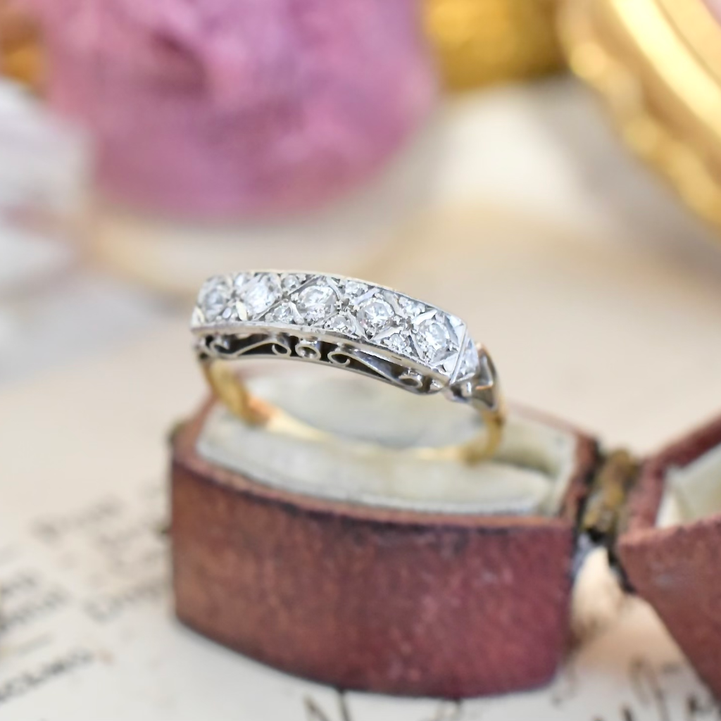 Vintage 1940’s Late Art Deco 18ct Yellow gold And Diamond Ring