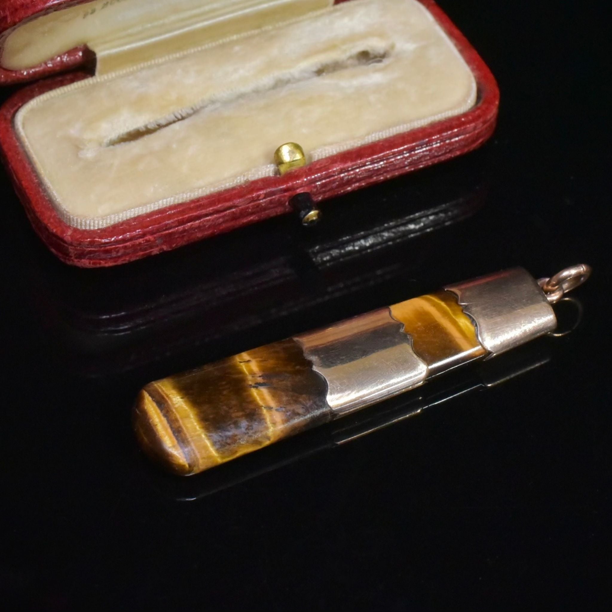 Antique Australian 9ct Rose Gold And Tiger Eye Fob Pendant Circa 1900-1915