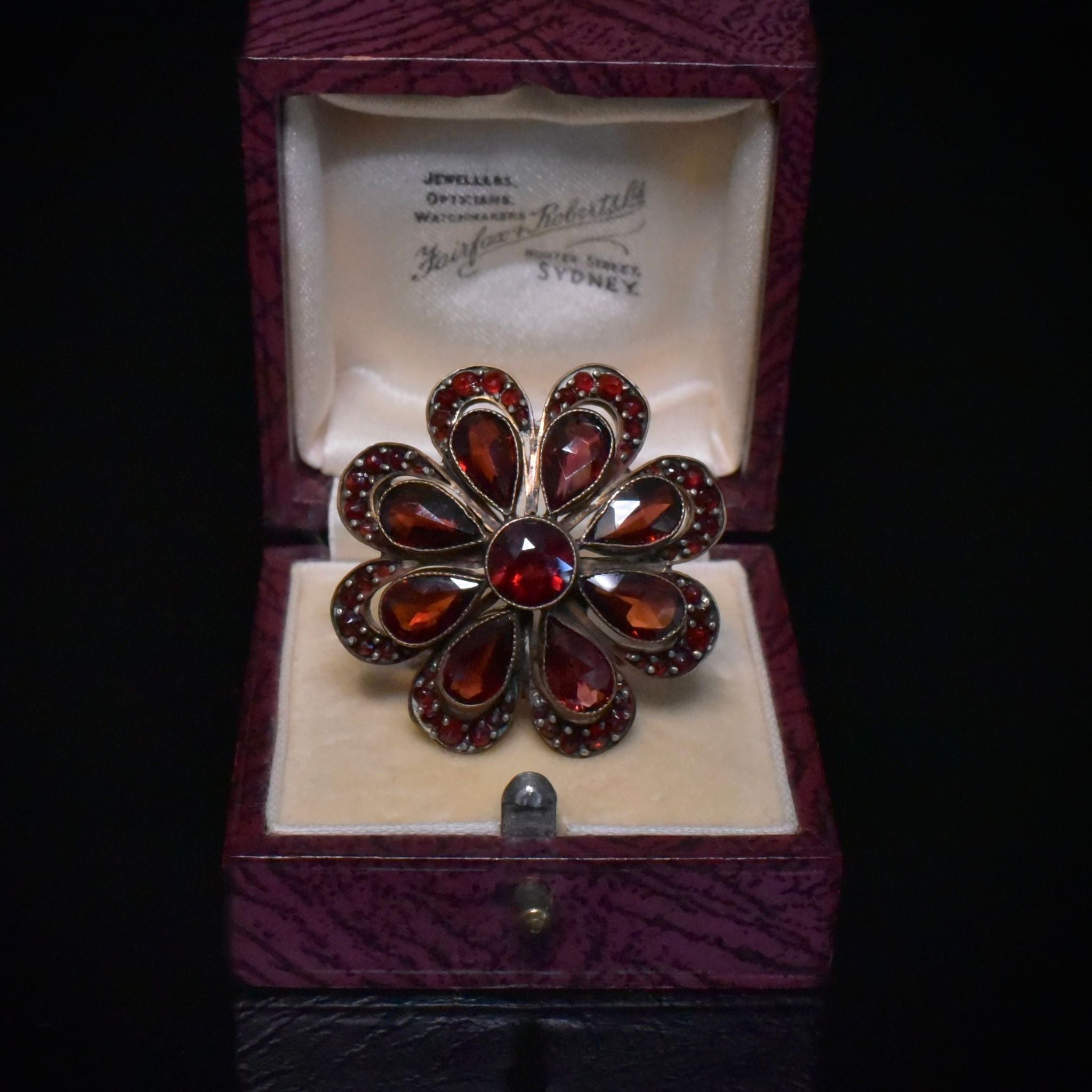 Antique Edwardian Era Bohemian Garnet Brooch Circa 1910-15