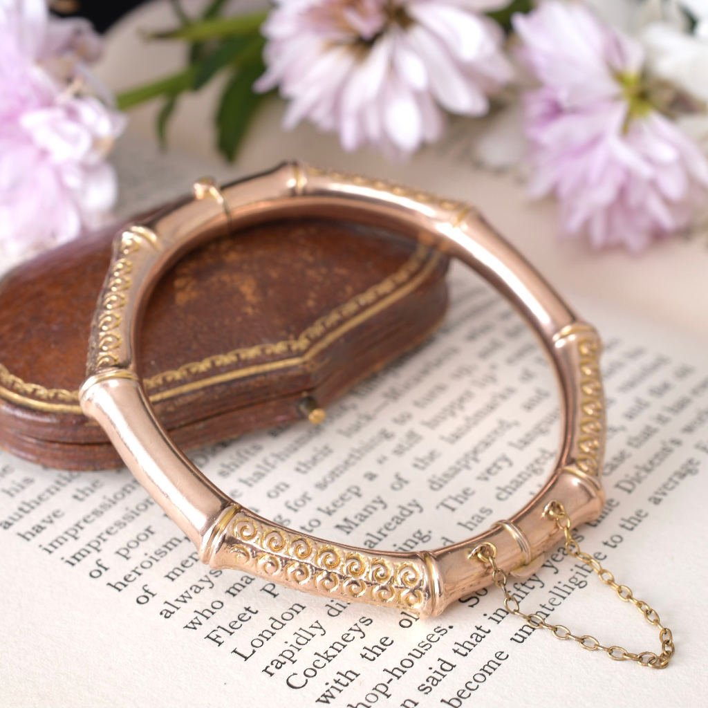 Antique Australian 9ct Rose Gold ‘Bamboo’ Bangle By - Willis And Sons Circa 1910