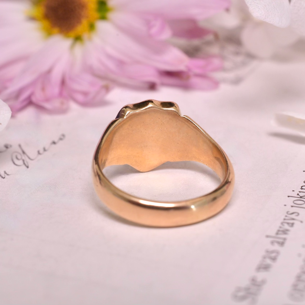 Antique Art Deco Era 18ct Yellow Gold Monogrammed Shield Ring Circa 1930’s