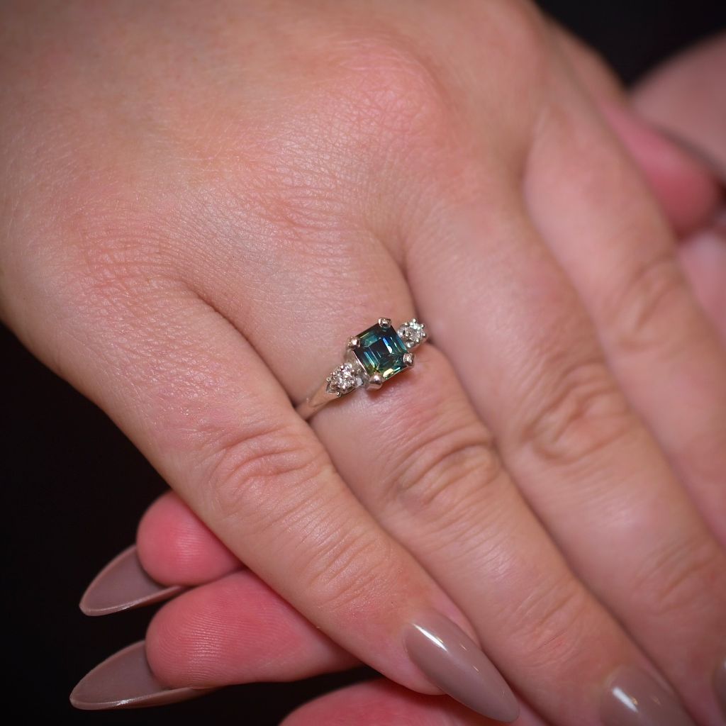 Vintage 18ct White Gold, Platinum, Palladium, Parti-Sapphire And Diamond Ring