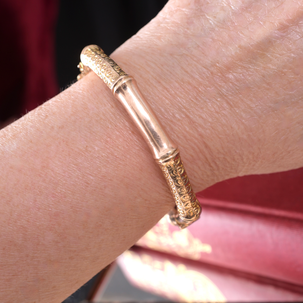 Antique Australian 9ct Rose Gold ‘Bamboo’ Bangle By - Willis And Sons Circa 1910