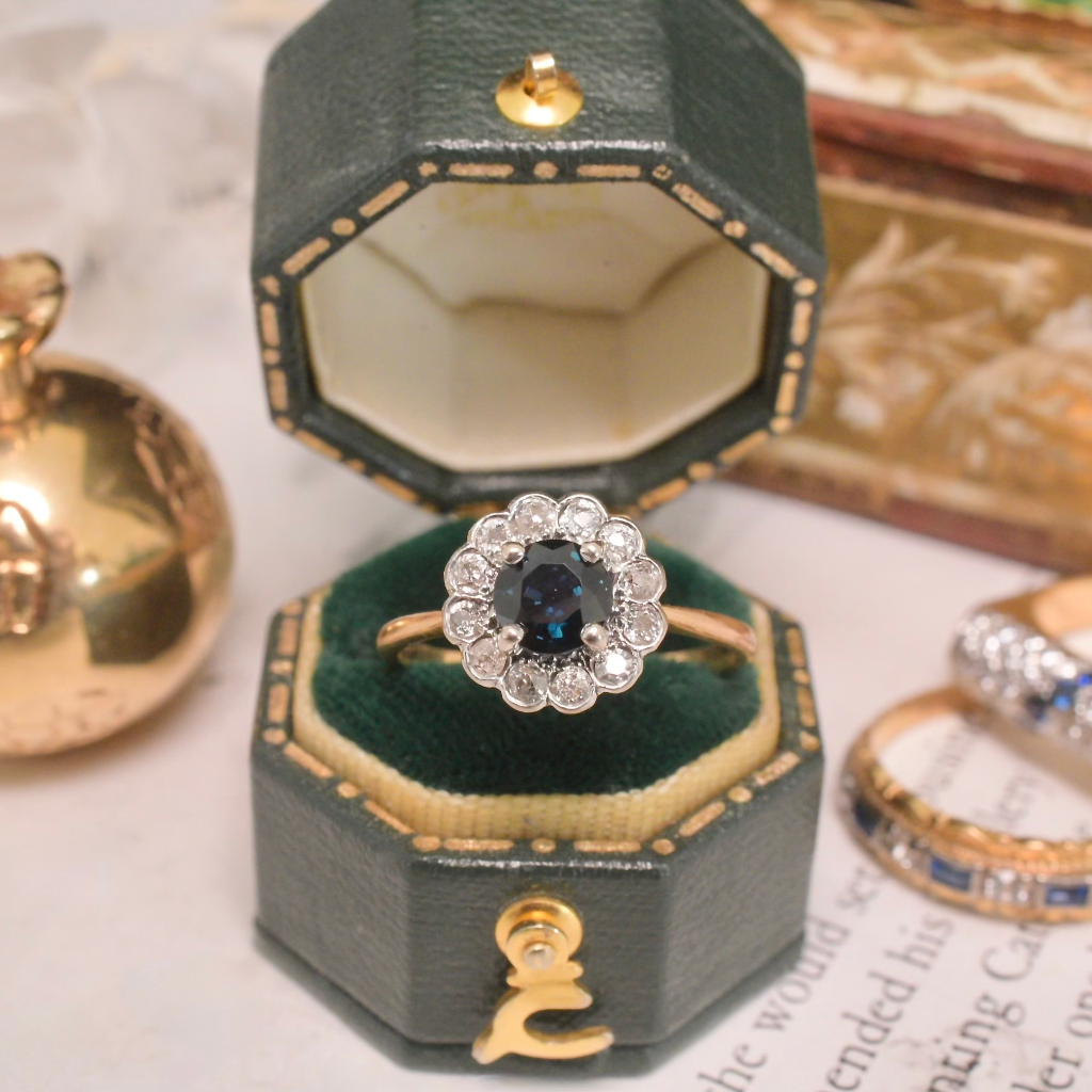 Antique Australian 18ct Yellow Gold Sapphire And Diamond Ring By Edward Sansome Circa 1925-1931