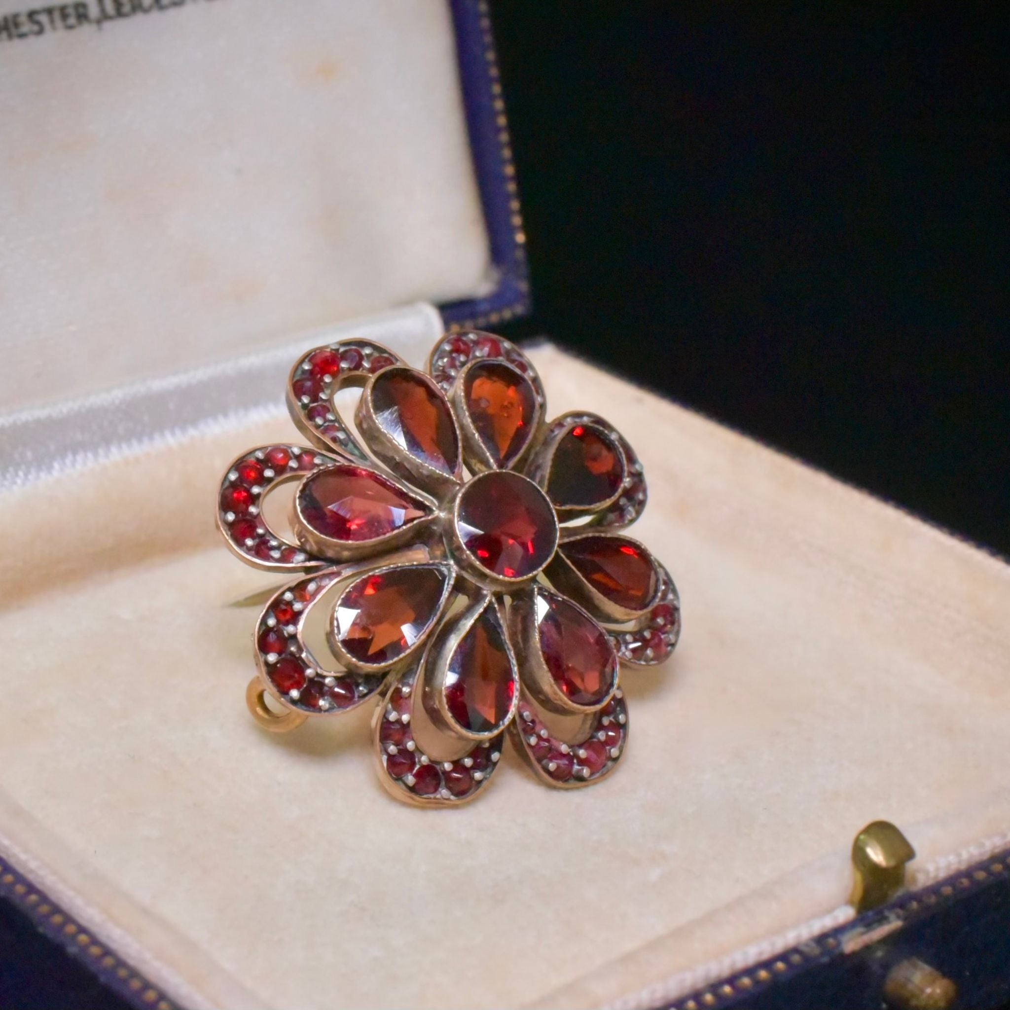 Antique Edwardian Era Bohemian Garnet Brooch Circa 1910-15