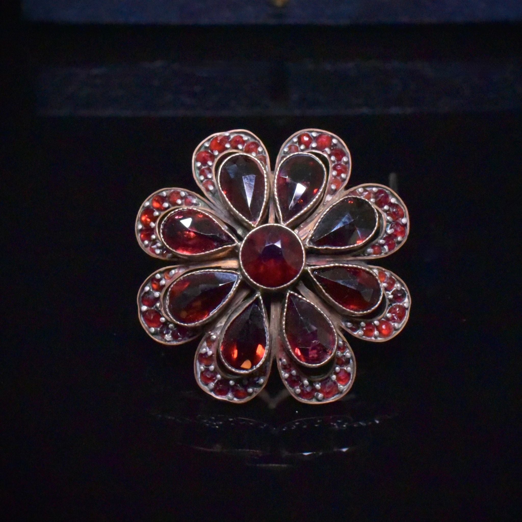 Antique Edwardian Era Bohemian Garnet Brooch Circa 1910-15