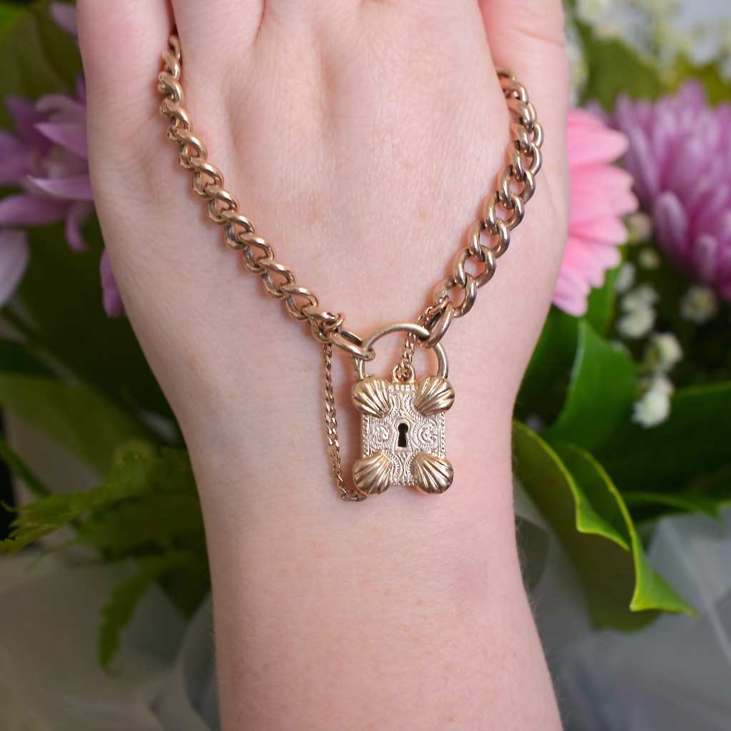 Antique Australian 9ct Rose Gold Padlock Bracelet Circa 1914