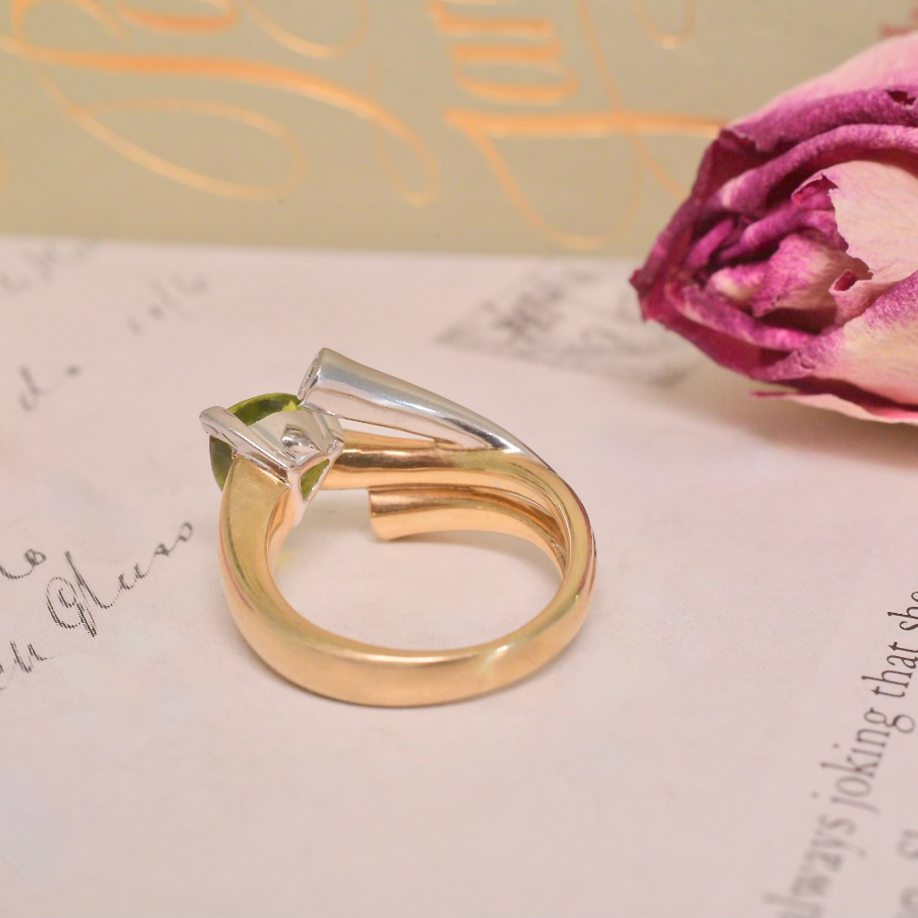 Modern 9ct Yellow Gold Peridot Garnet Citrine Diamond Dress Ring