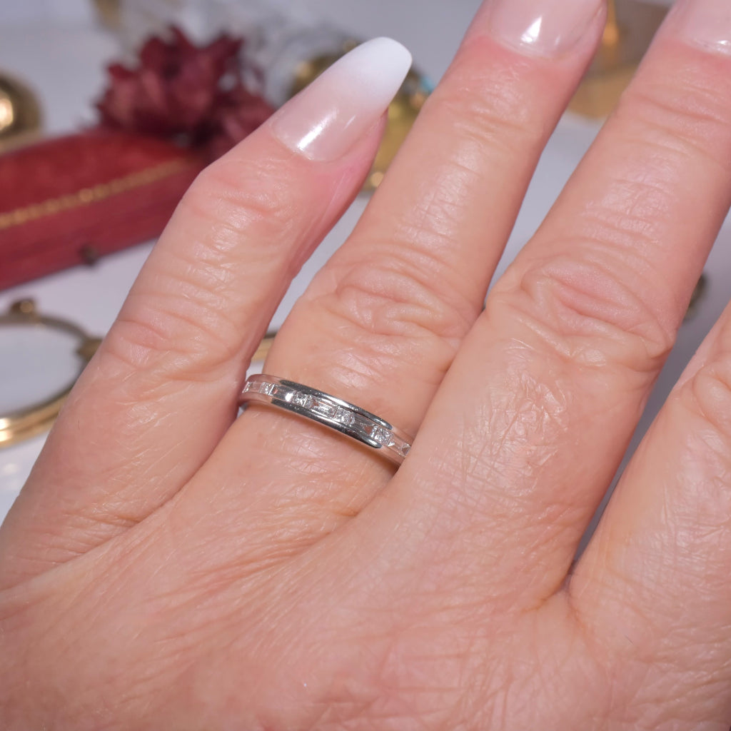 Modern 18ct White Gold Channel Set Baguette Diamond Ring 0.40ct