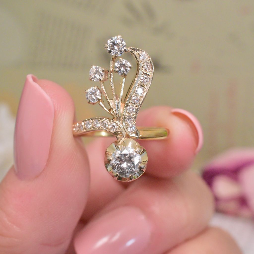 Vintage Soviet Russian 18ct Yellow Gold And Diamond Ring - 1.04ct Independent Valuation Included $7740.00 AUD