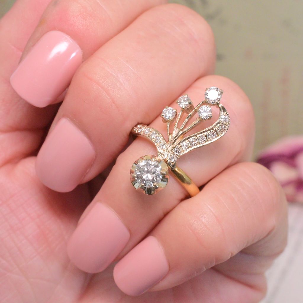Vintage Soviet Russian 18ct Yellow Gold And Diamond Ring - 1.04ct Independent Valuation Included $7740.00 AUD