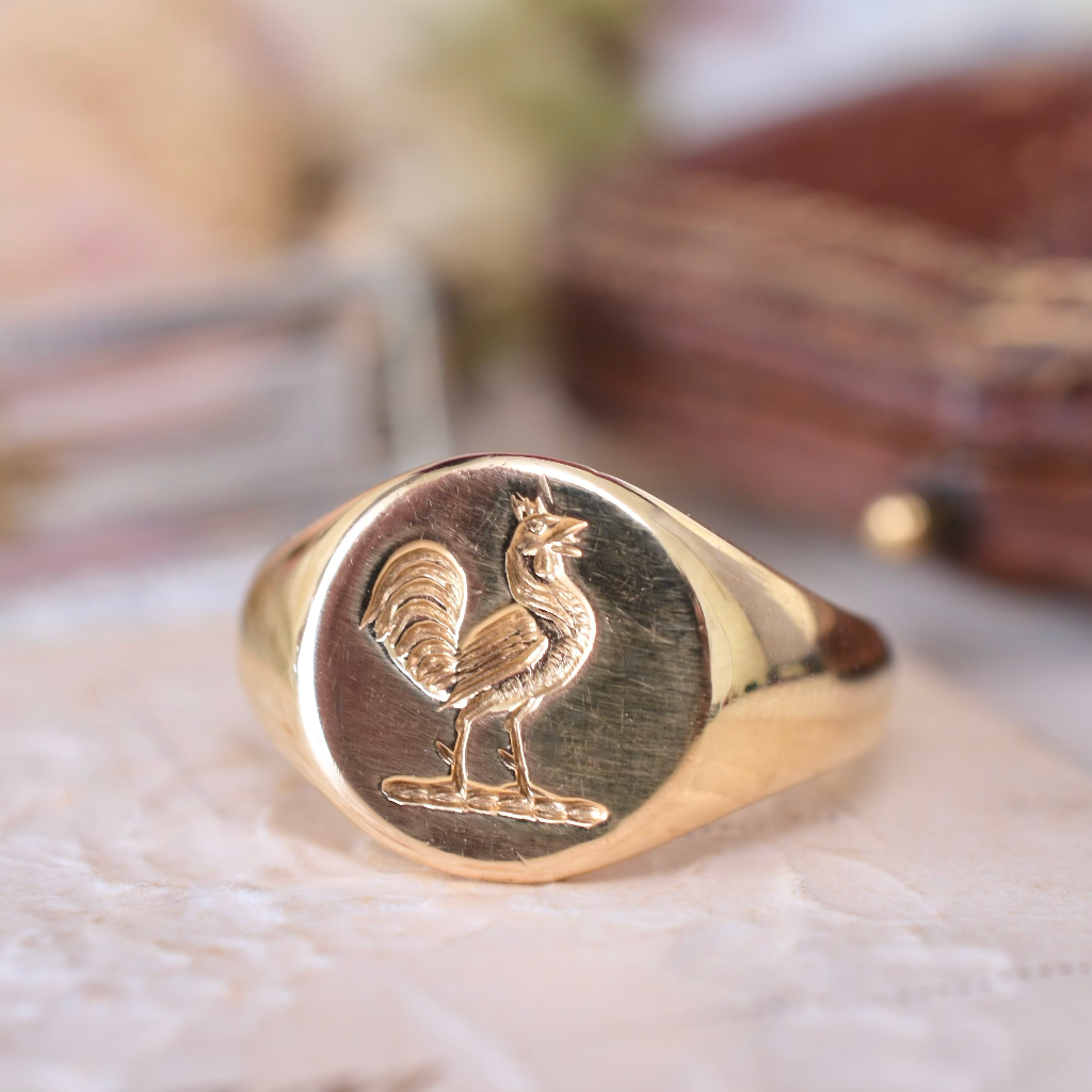 Antique Edwardian 18ct Yellow Gold Intaglio Signet Ring 1913