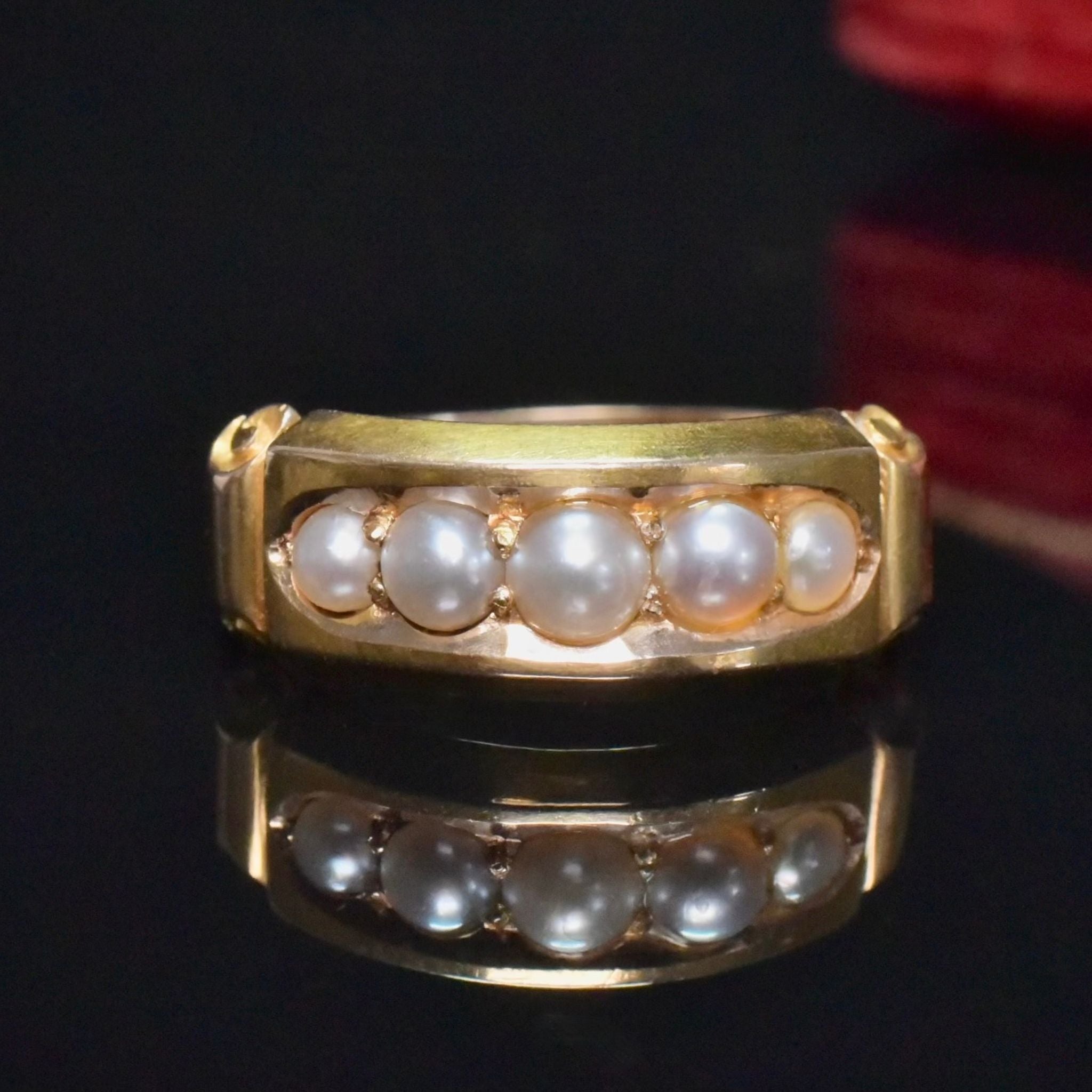 Antique Victorian 15ct Gold And Natural Half Pearl Ring - Hollis & Newman (Chester) 1883