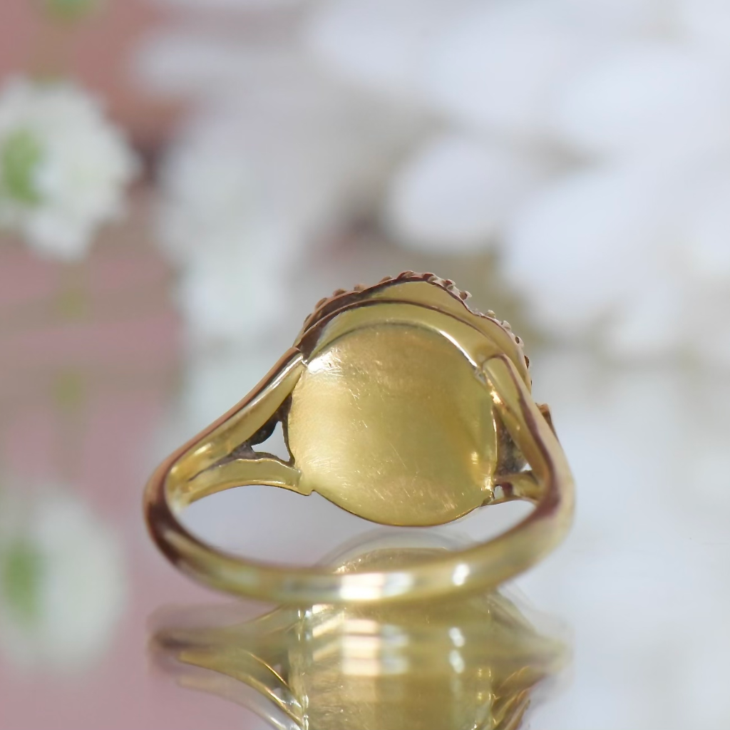 Antique Victorian 18ct Yellow Gold Daisy Halo Pearl Ring Circa 1900