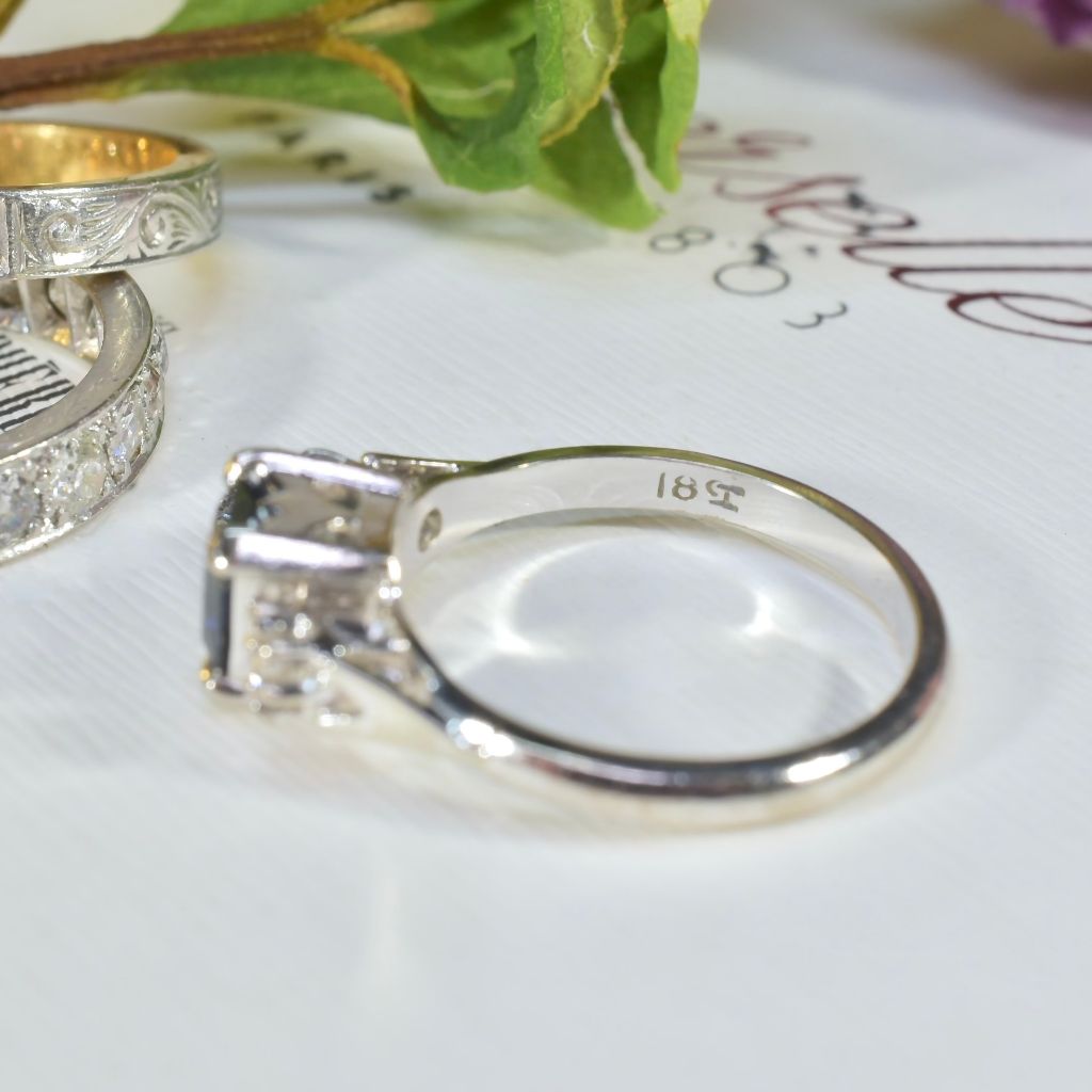 Vintage 18ct White Gold, Platinum, Palladium, Parti-Sapphire And Diamond Ring