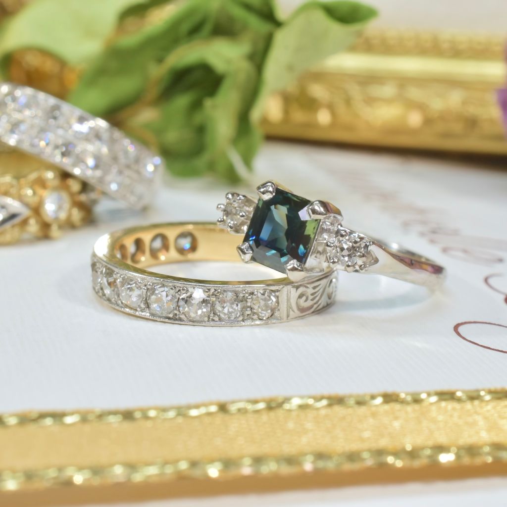 Vintage 18ct White Gold, Platinum, Palladium, Parti-Sapphire And Diamond Ring