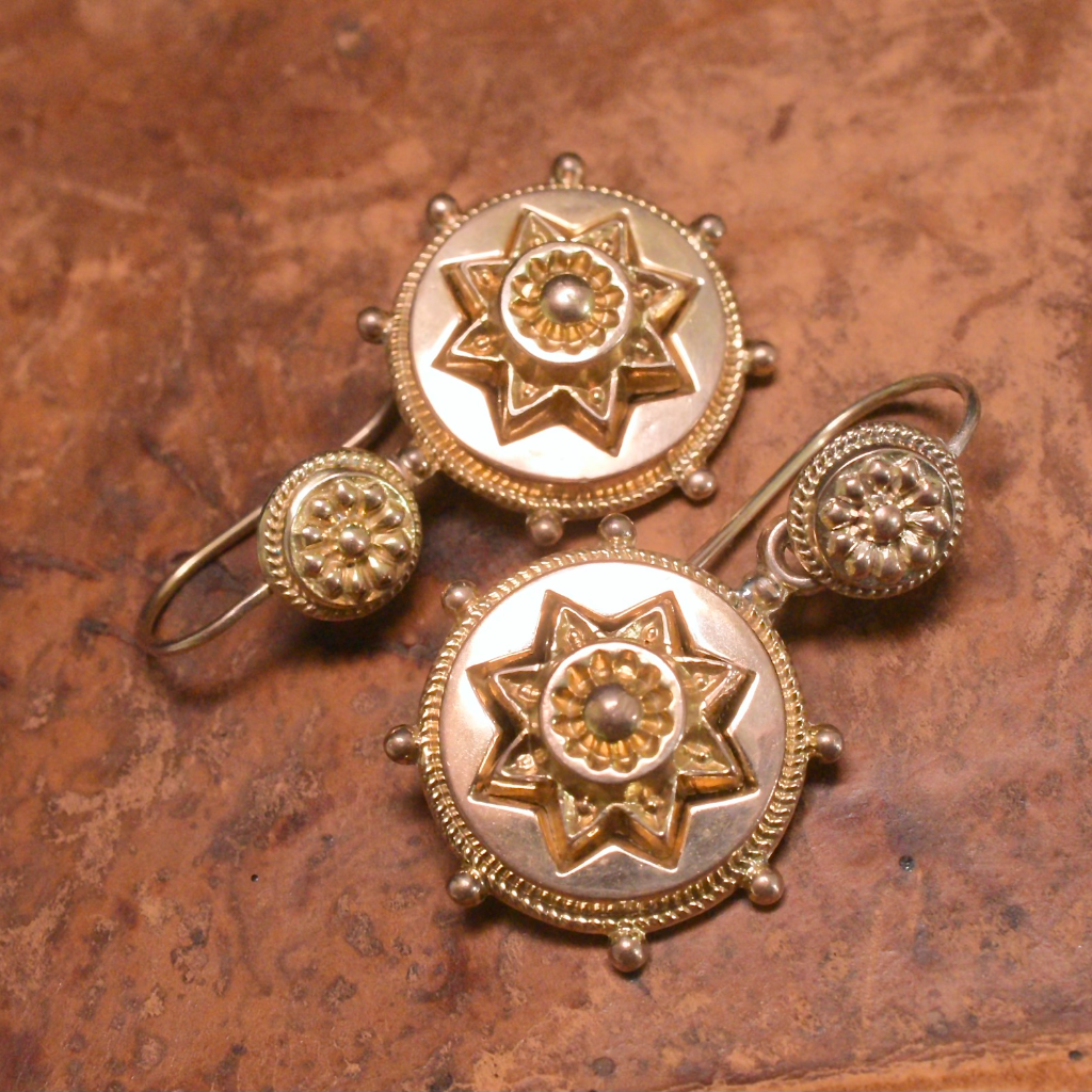Antique Edwardian *Gold Filled* Star Disc Earrings