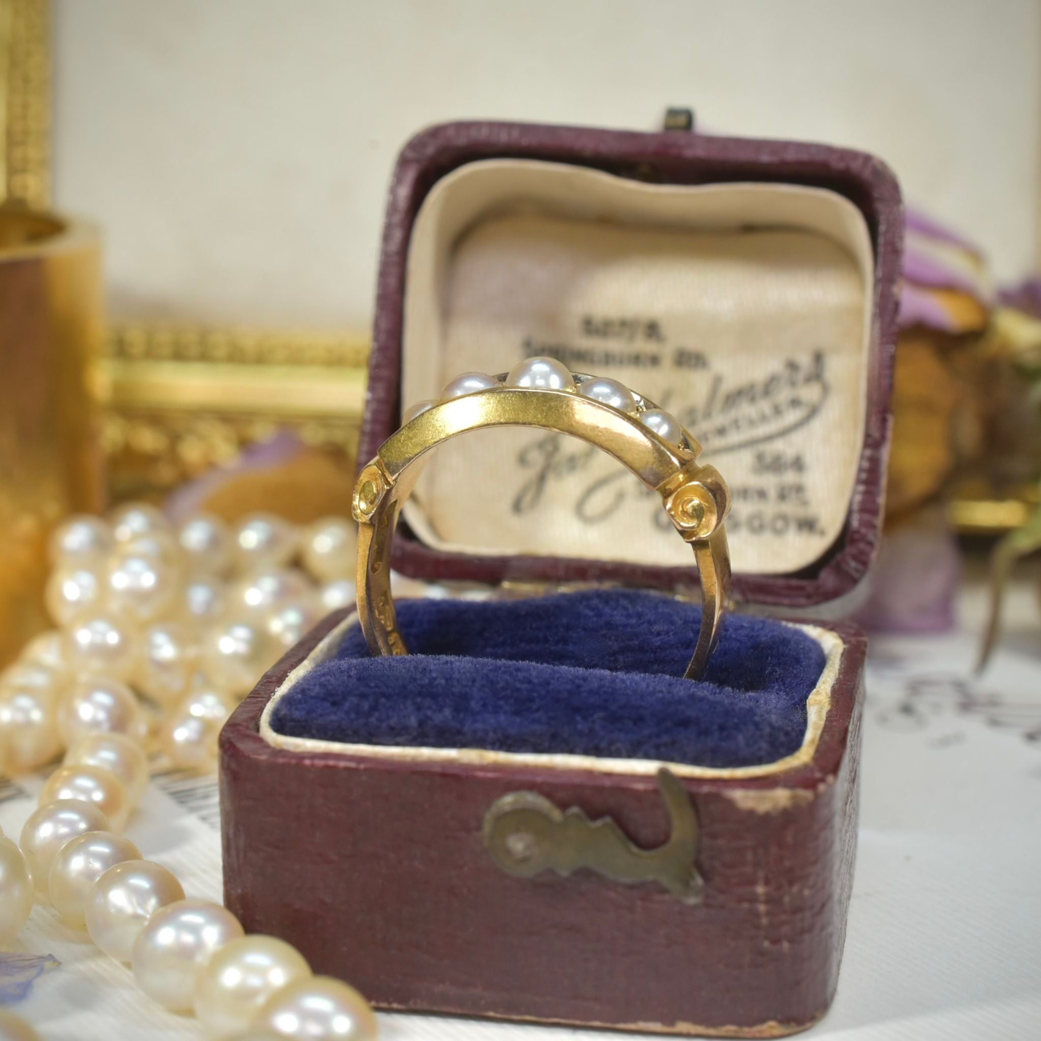 Antique Victorian 15ct Gold And Natural Half Pearl Ring - Hollis & Newman (Chester) 1883