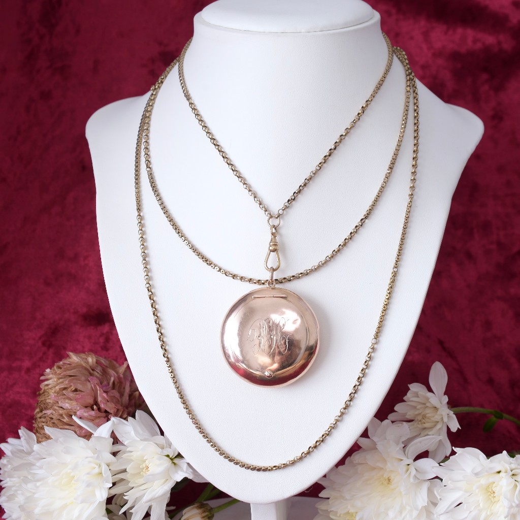 Antique Edwardian Australian 9ct Rose Gold Chatelaine Compact - By William Dunkling
