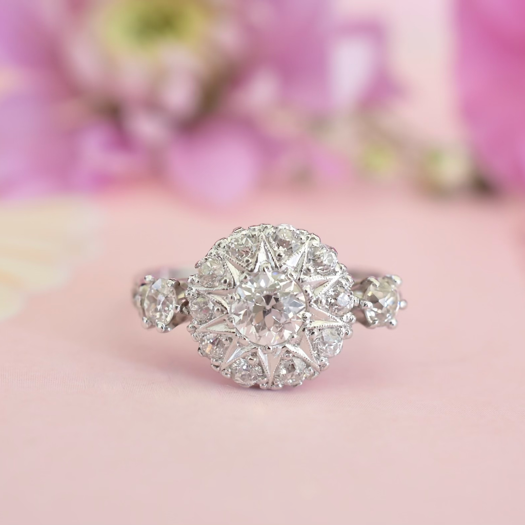 Antique Art Deco 18ct White Gold Diamond Cluster Ring Included In Purchase Retail Replacement Valuation Dated Feb 2016 For $7,800 AUD