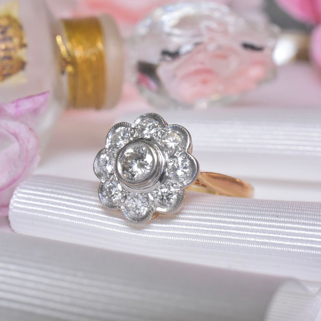 Modern 18ct Yellow Gold Diamond ‘Daisy’ Cluster Ring - 0.78ct
