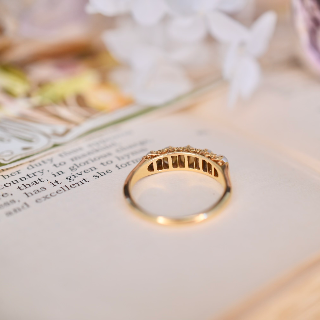 Antique Australian 18ct Yellow Gold Half Hoop Pearl Ring Circa 1910 By William Drummond