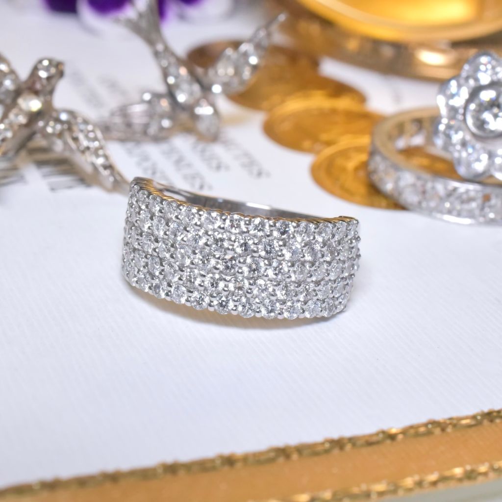 Superb 18ct White Gold And Platinum Diamond Ring - 1.80ct Independent Valuation Included For $8,500 AUD