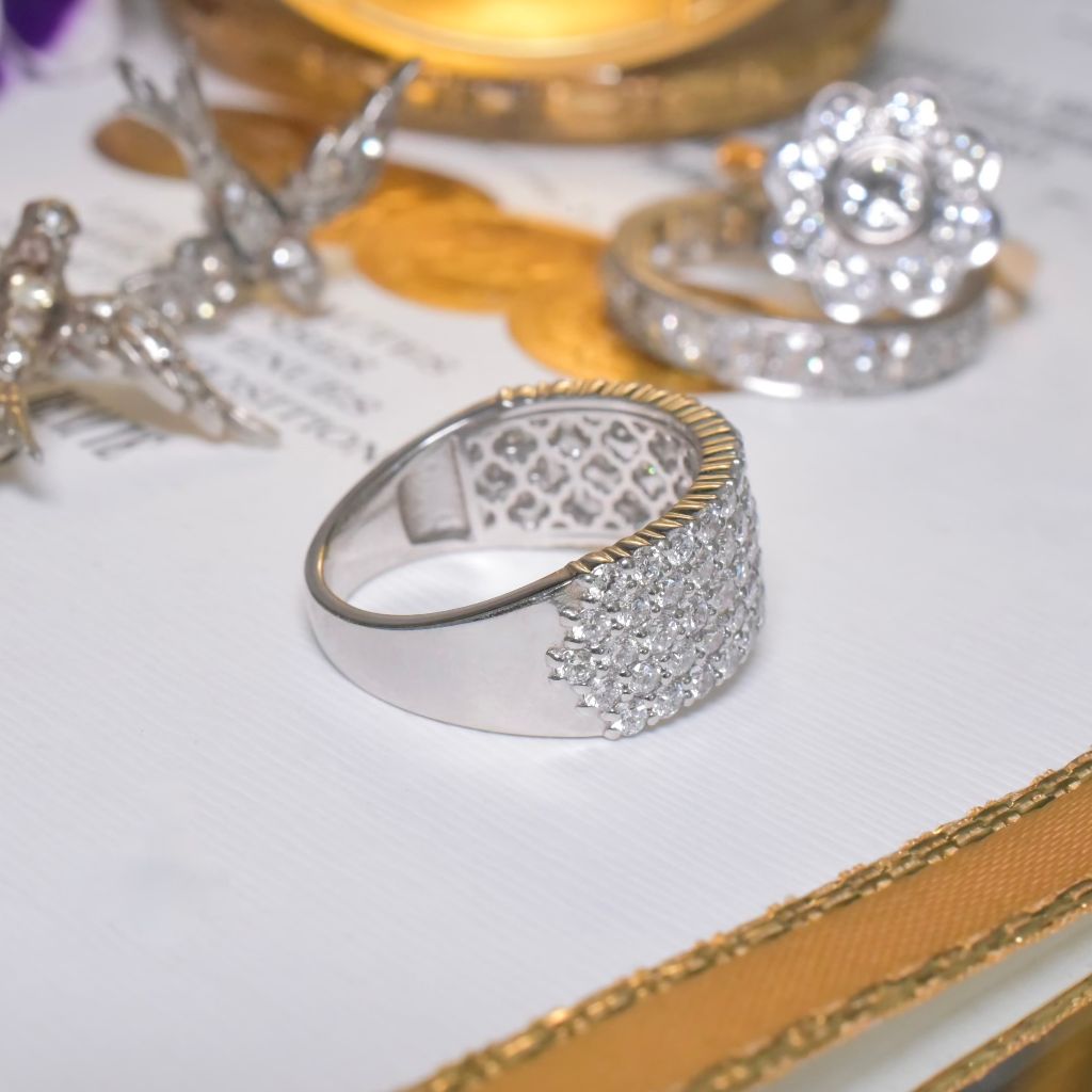 Superb 18ct White Gold And Platinum Diamond Ring - 1.80ct Independent Valuation Included For $8,500 AUD