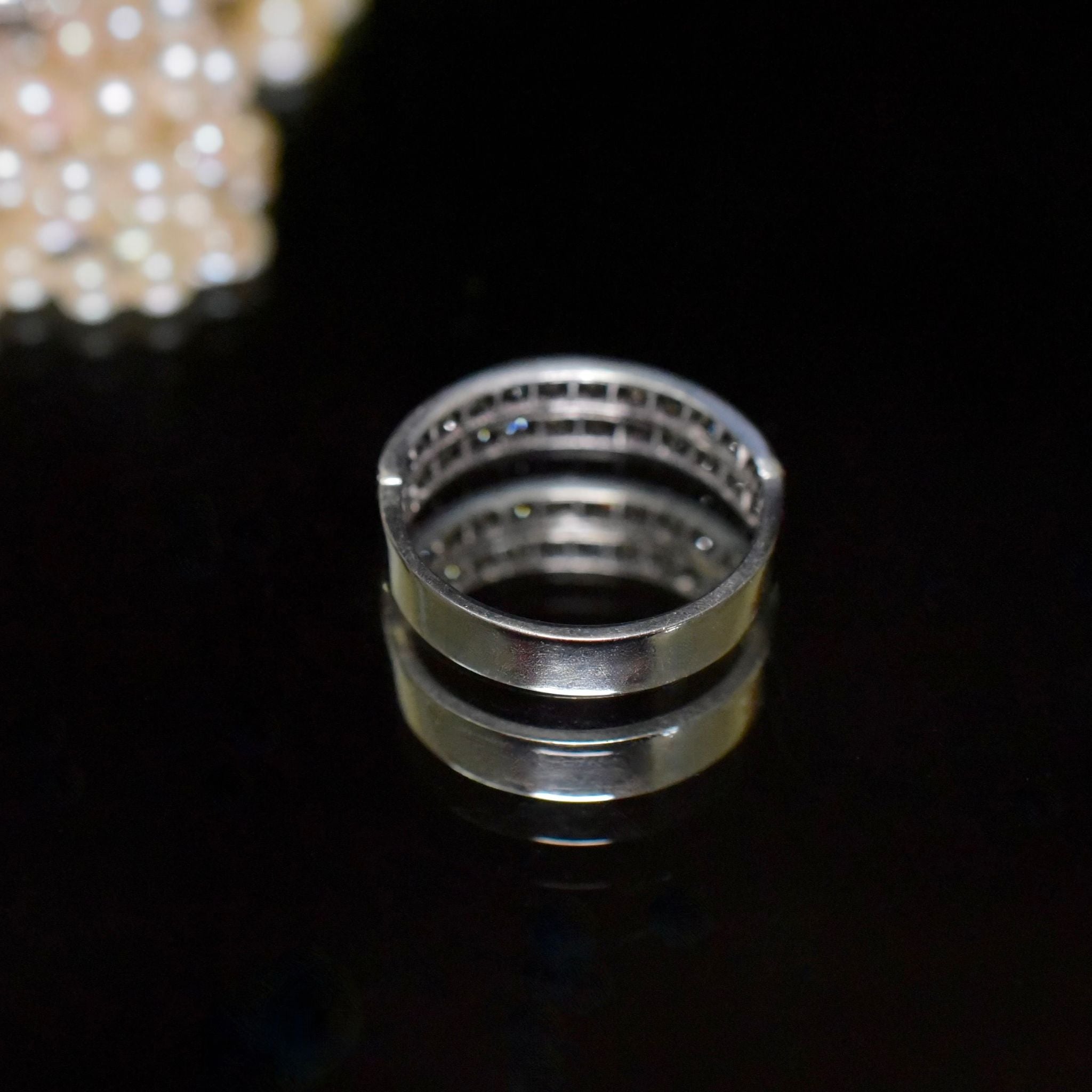 Fabulous Vintage 14ct White Gold Double Row Diamond Ring 0.62ct