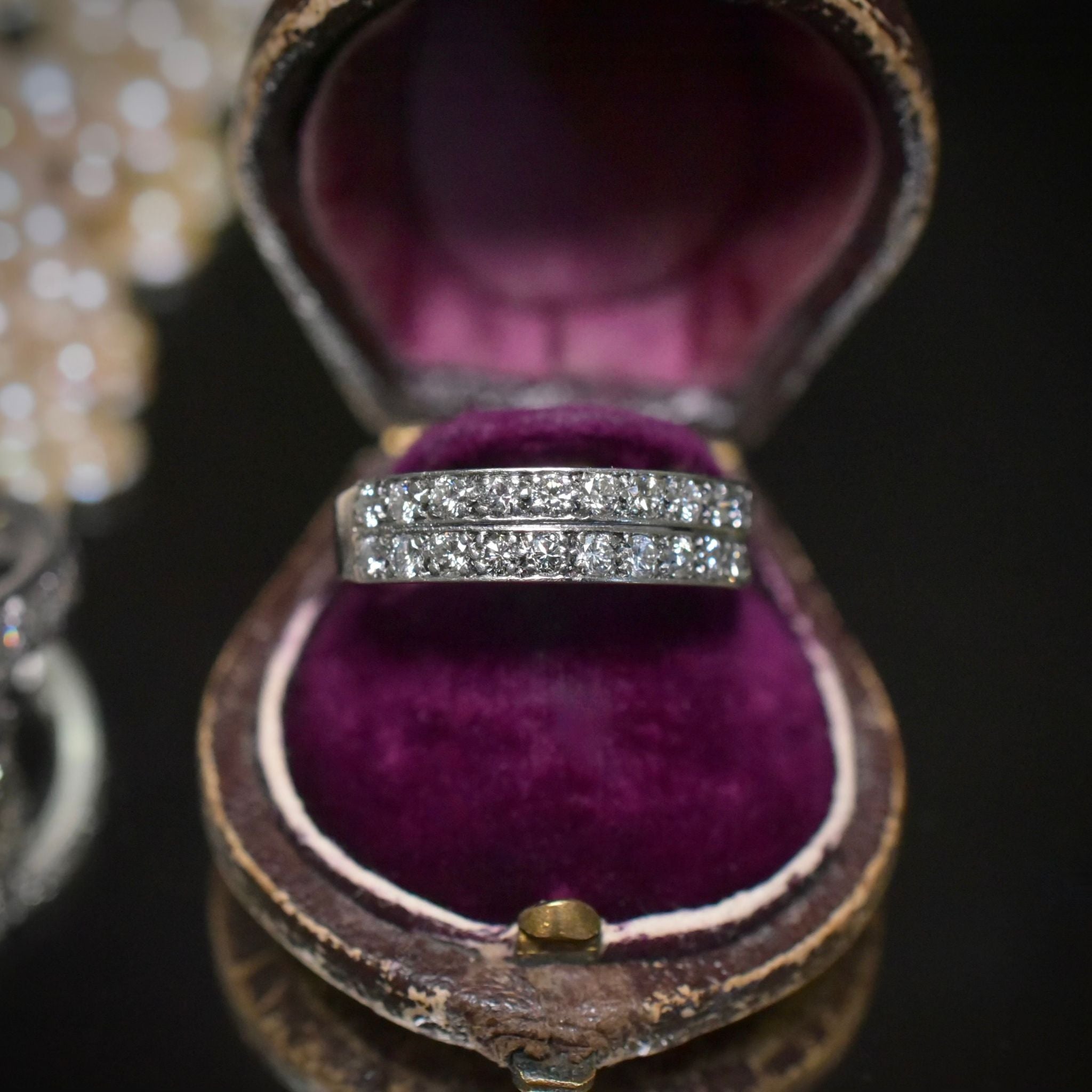 Fabulous Vintage 14ct White Gold Double Row Diamond Ring 0.62ct