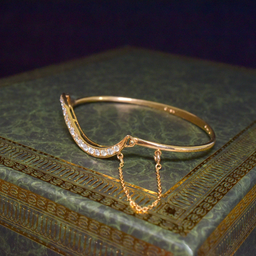 Modern 14ct Yellow Gold And Diamond Bangle - 0.95ct