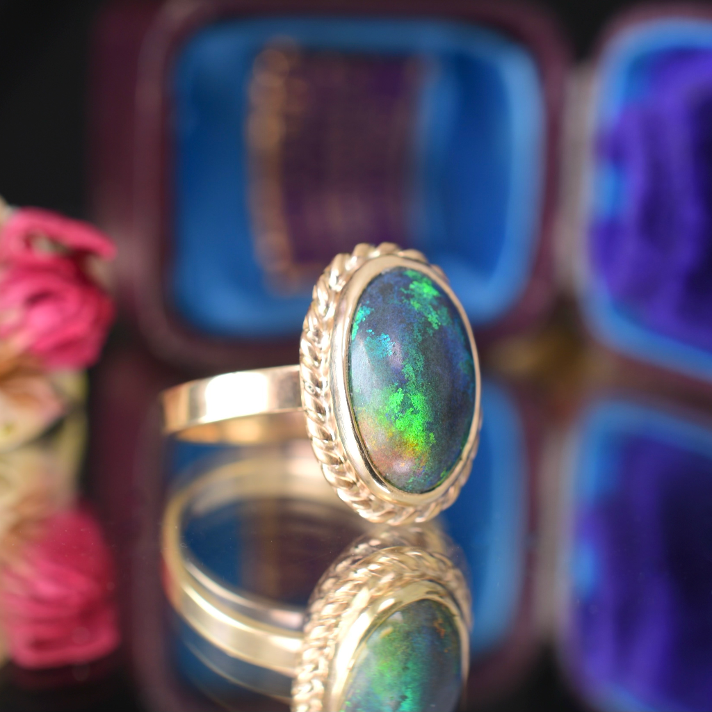 Vintage 9ct Yellow Gold Opal Matrix (Treated) Ring