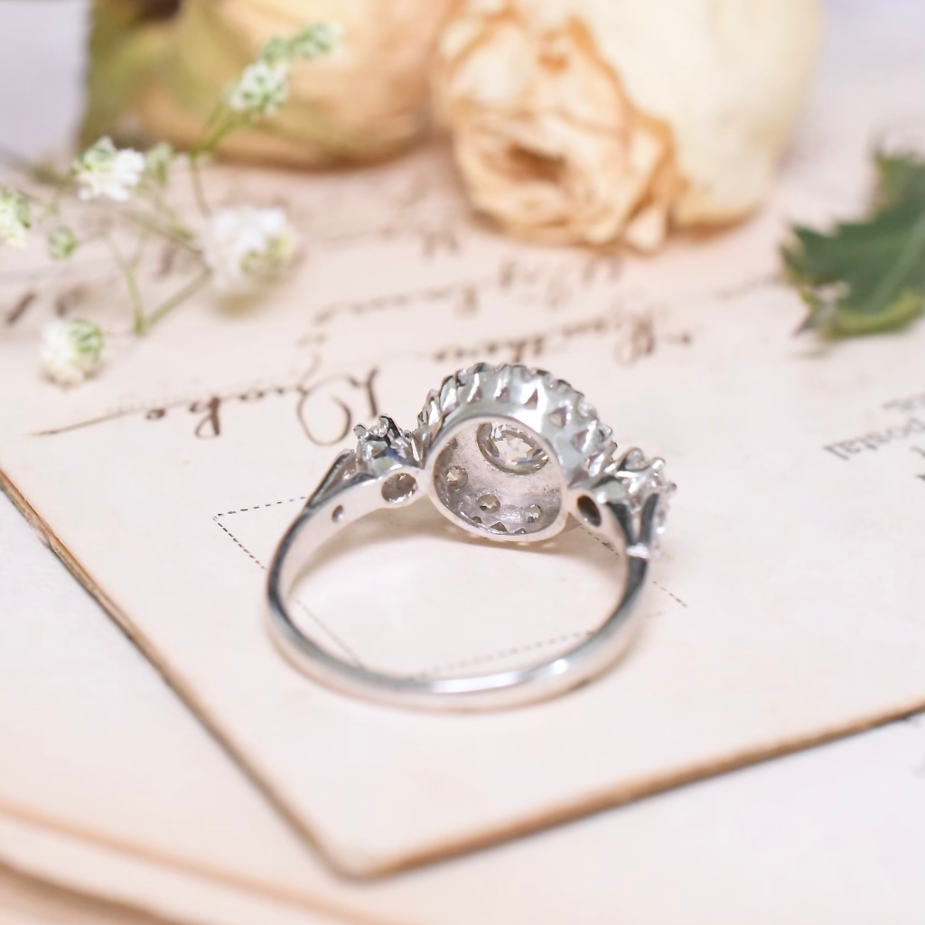 Antique Art Deco 18ct White Gold Diamond Cluster Ring Included In Purchase Retail Replacement Valuation Dated Feb 2016 For $7,800 AUD