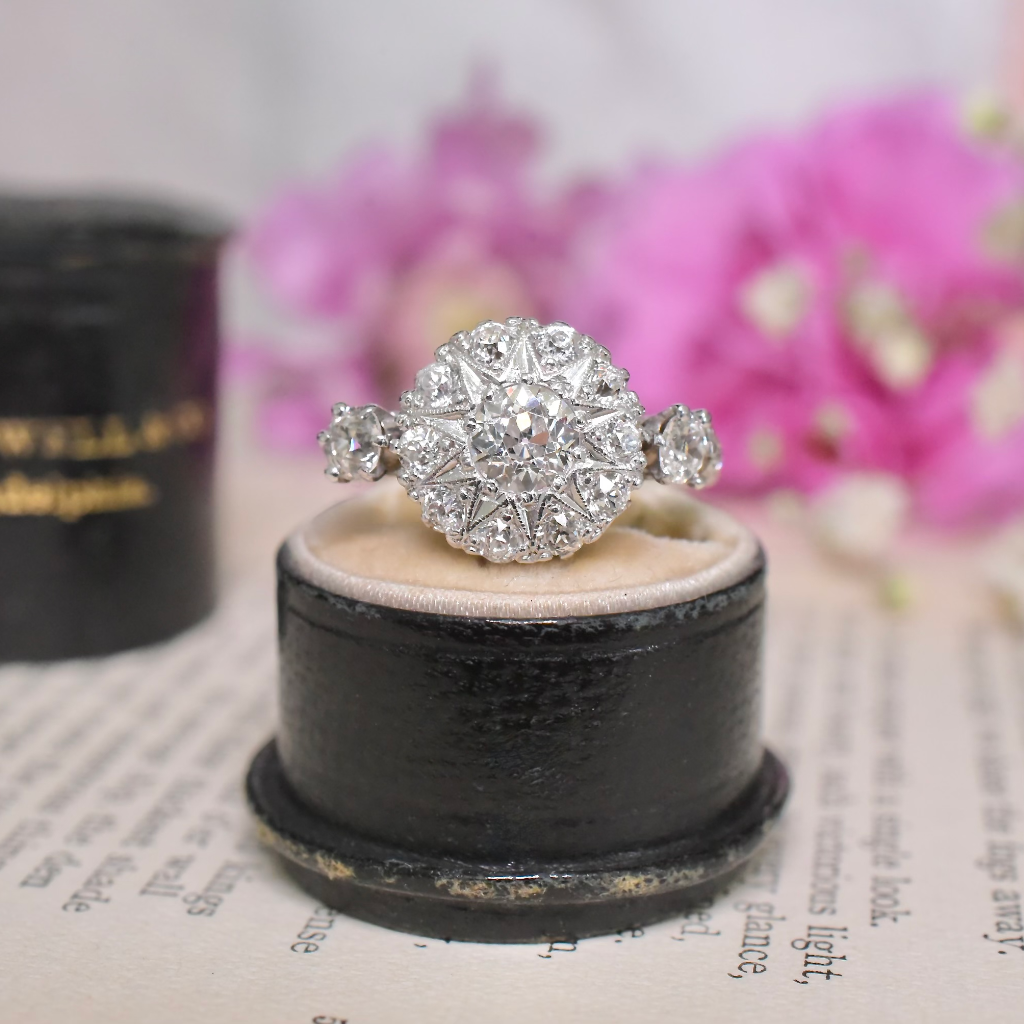 Antique Art Deco 18ct White Gold Diamond Cluster Ring Included In Purchase Retail Replacement Valuation Dated Feb 2016 For $7,800 AUD