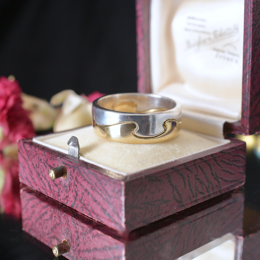 Modern 9ct Yellow And White Gold ‘Interlocking’ Ring