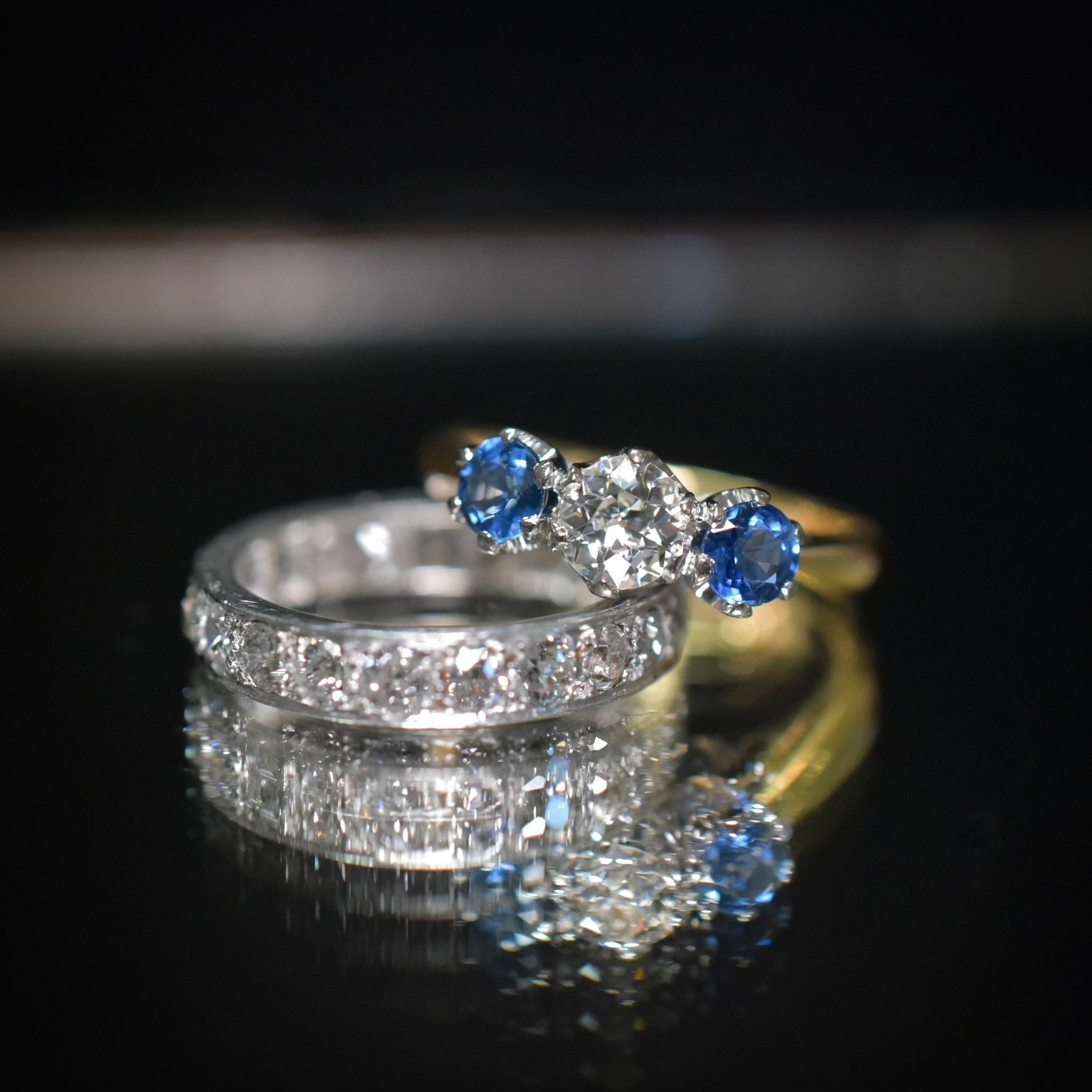 Superb 18ct Yellow and White Gold Sapphire and Diamond Trilogy Ring Includes Insurance Valuation for $8950.00 AUD