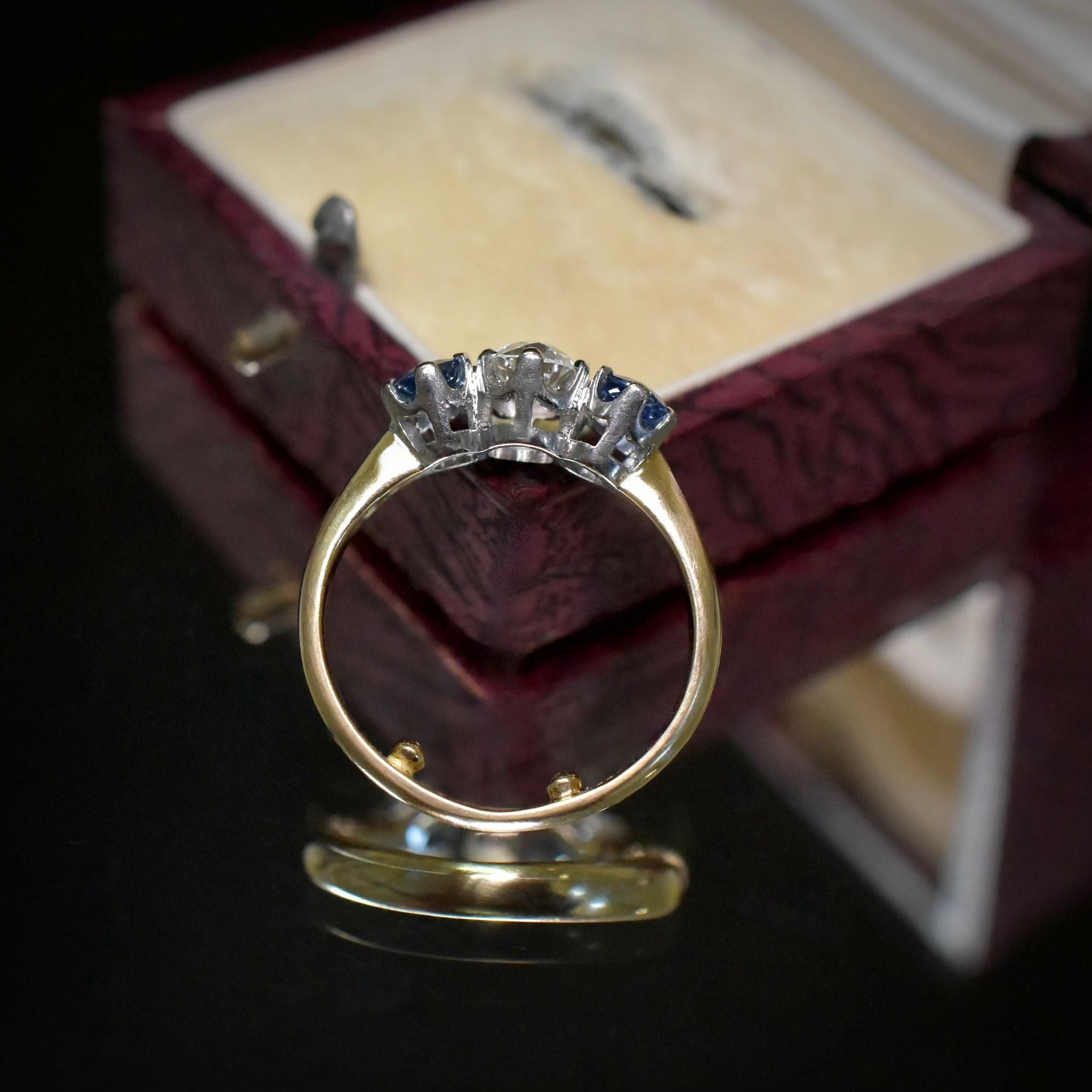 Superb 18ct Yellow and White Gold Sapphire and Diamond Trilogy Ring Includes Insurance Valuation for $8950.00 AUD