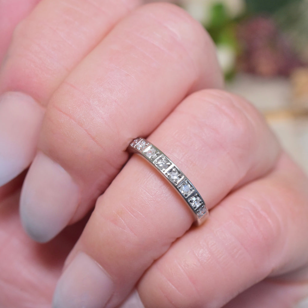 Vintage 18ct White Gold And Diamond Half Hoop Ring circa 1940-50’s